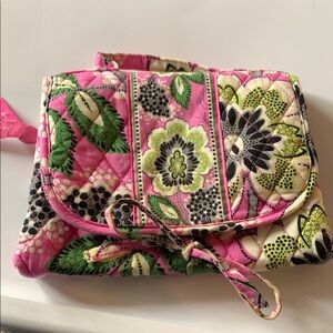 Vera Bradley Pink and Green Quilted Cosmetic Bag
